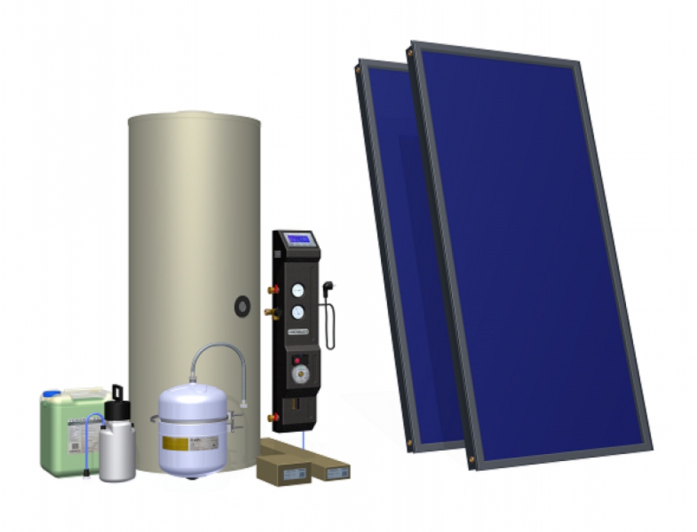 Solarkollektor Solarthermie Solaranlage Komplettset Hygienespeicher Boiler Solar 