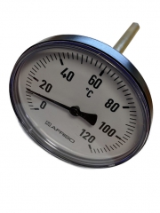 Heizung- Bimetall Thermometer 100 mm  0-120 Grad